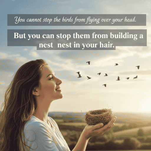 You cannot stop the birds from flying over your head, but you can stop them from building a nest in your hair