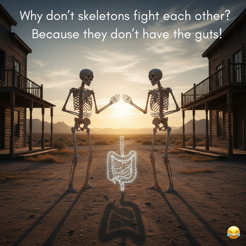 Why don’t skeletons fight each other? Because they don’t have the guts!
