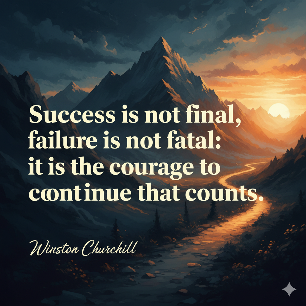 Success is not final, failure is not fatal: it is the courage to continue that counts. — Winston Churchill
