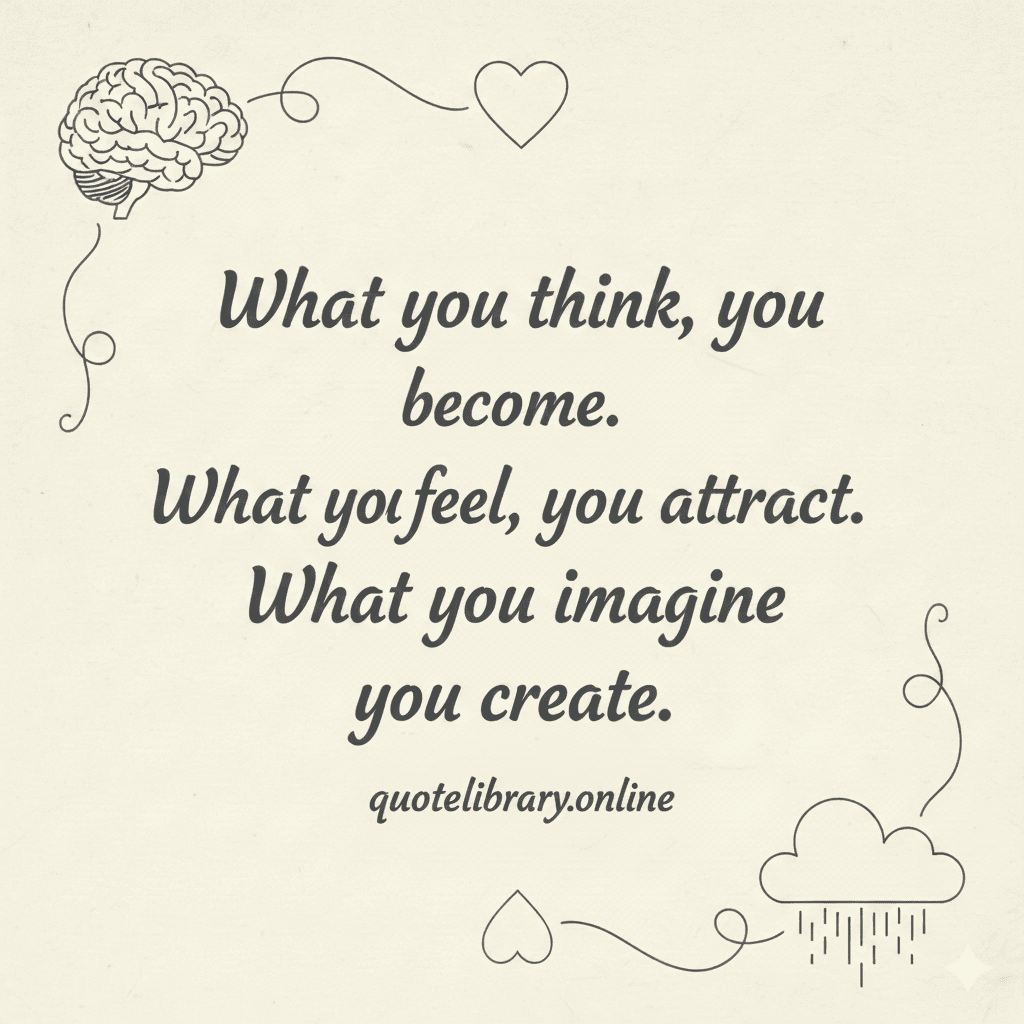 What you think, you become. What you feel, you attract. What you imagine, you create.