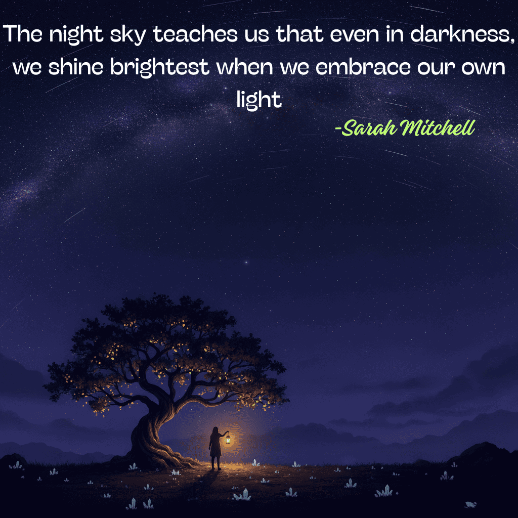 The night sky teaches us that even in darkness, we shine brightest when we embrace our own light.