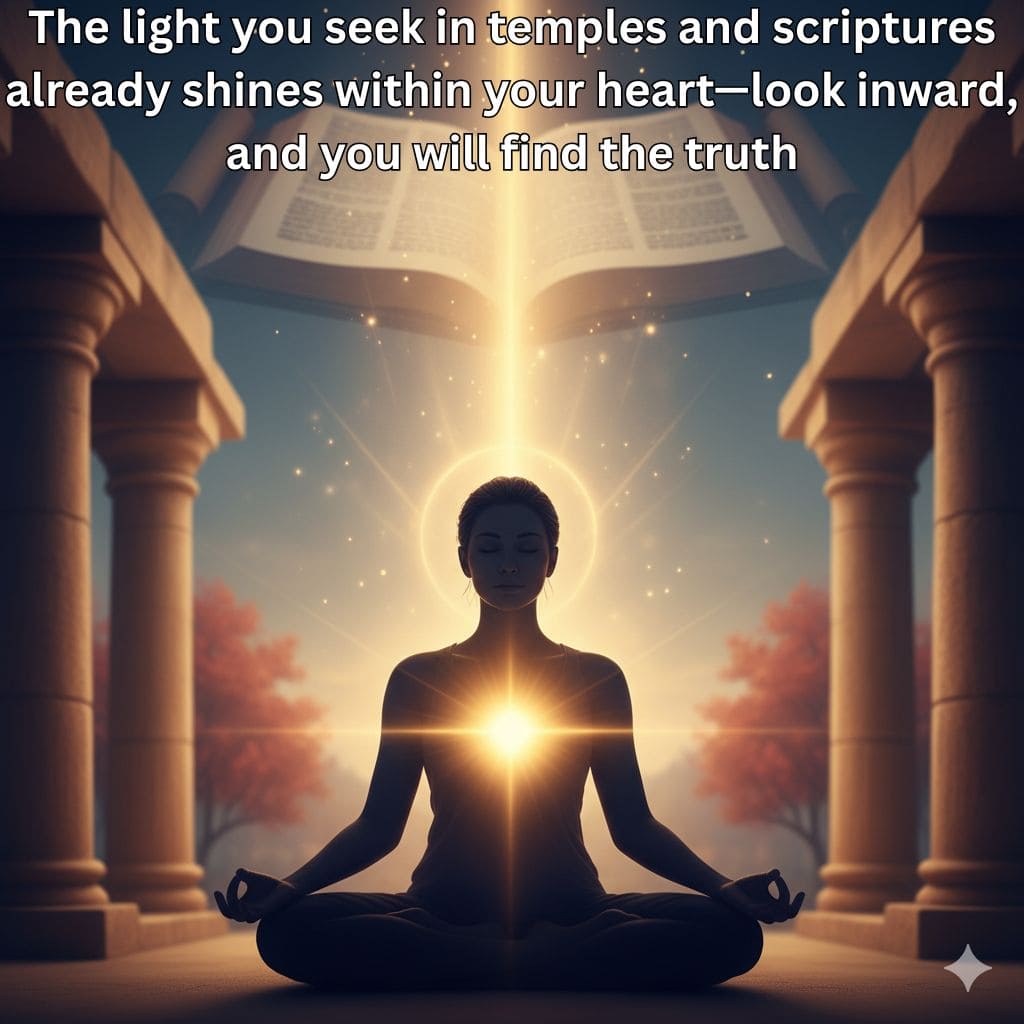 The light you seek in temples and scriptures already shines within your heart—look inward, and you will find the truth
