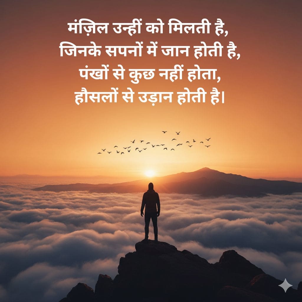 मंज़िल उन्हीं को मिलती है, जिनके सपनों में जान होती है, पंखों से कुछ नहीं होता, हौसलों से उड़ान होती है।